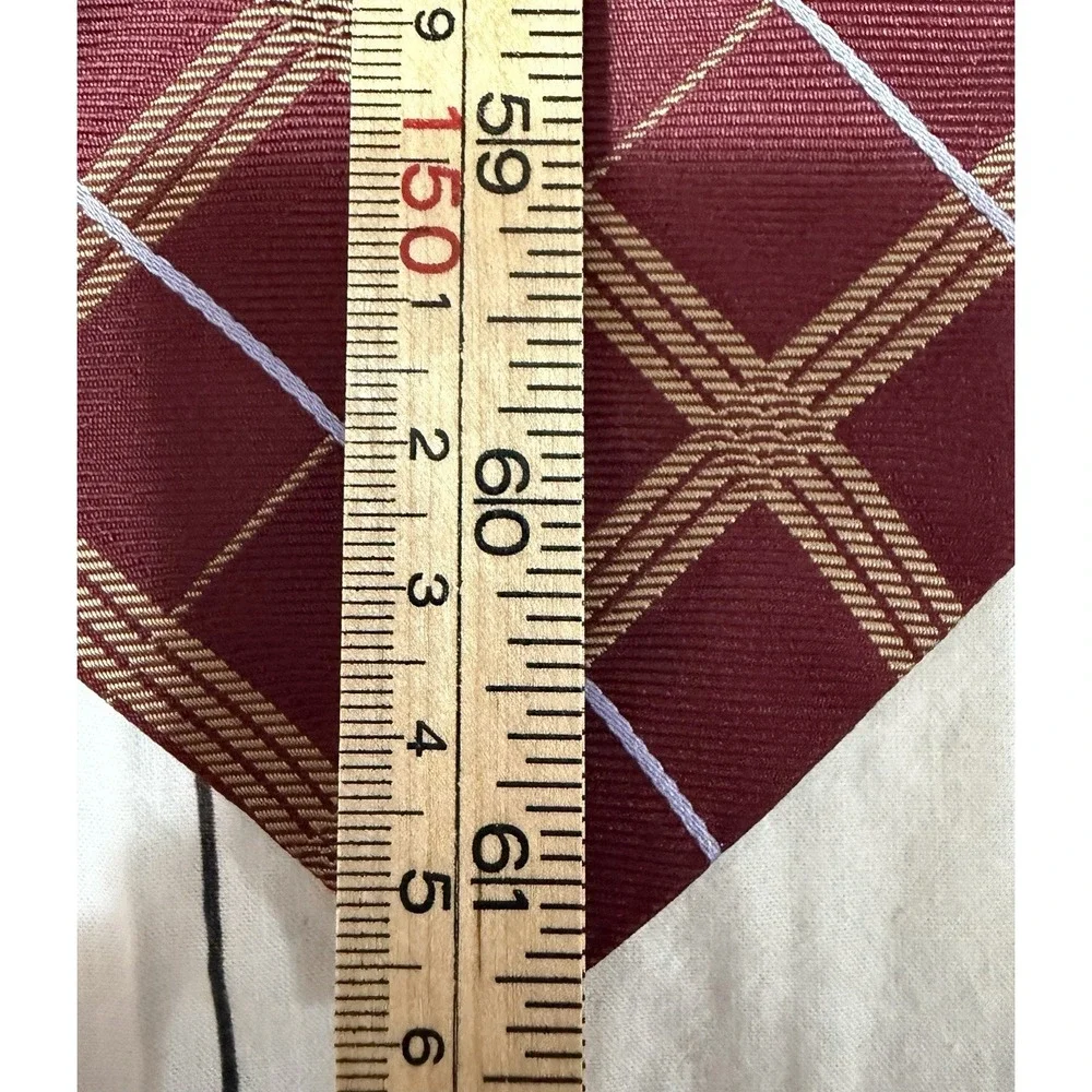 John W. Nordstrom Neck Tie Men's Plaid 100% Imported Silk Burgundy Gold USA Made